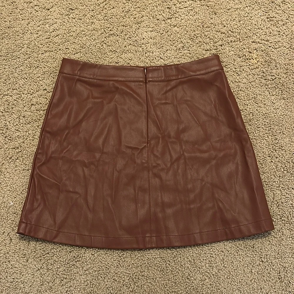BB Dakota Women’s Mahagony Brown Faux Leather Miniskirt - Size Small